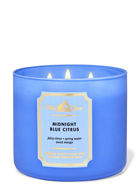 midnight blue white barn candle.